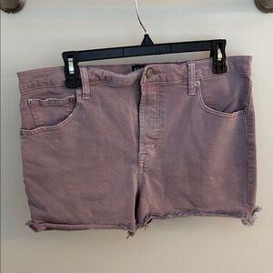 GAP Pink Jean Shorts with Raw Hem and Mid-Length Cut